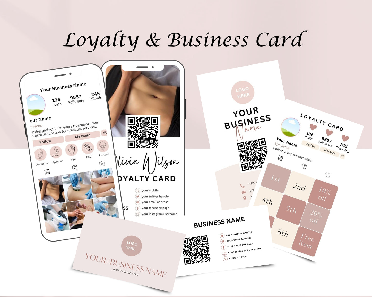 Body Sculpting Form, Consultation form, Client consent form, Loyalty Card, Business Card, Editable Canva templates, Aftercare Card