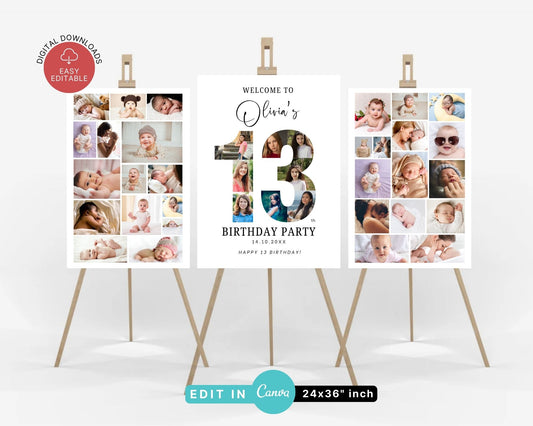 EDITABLE 13 Photo Collage, Welcome Sign, Canva, DIGITAL