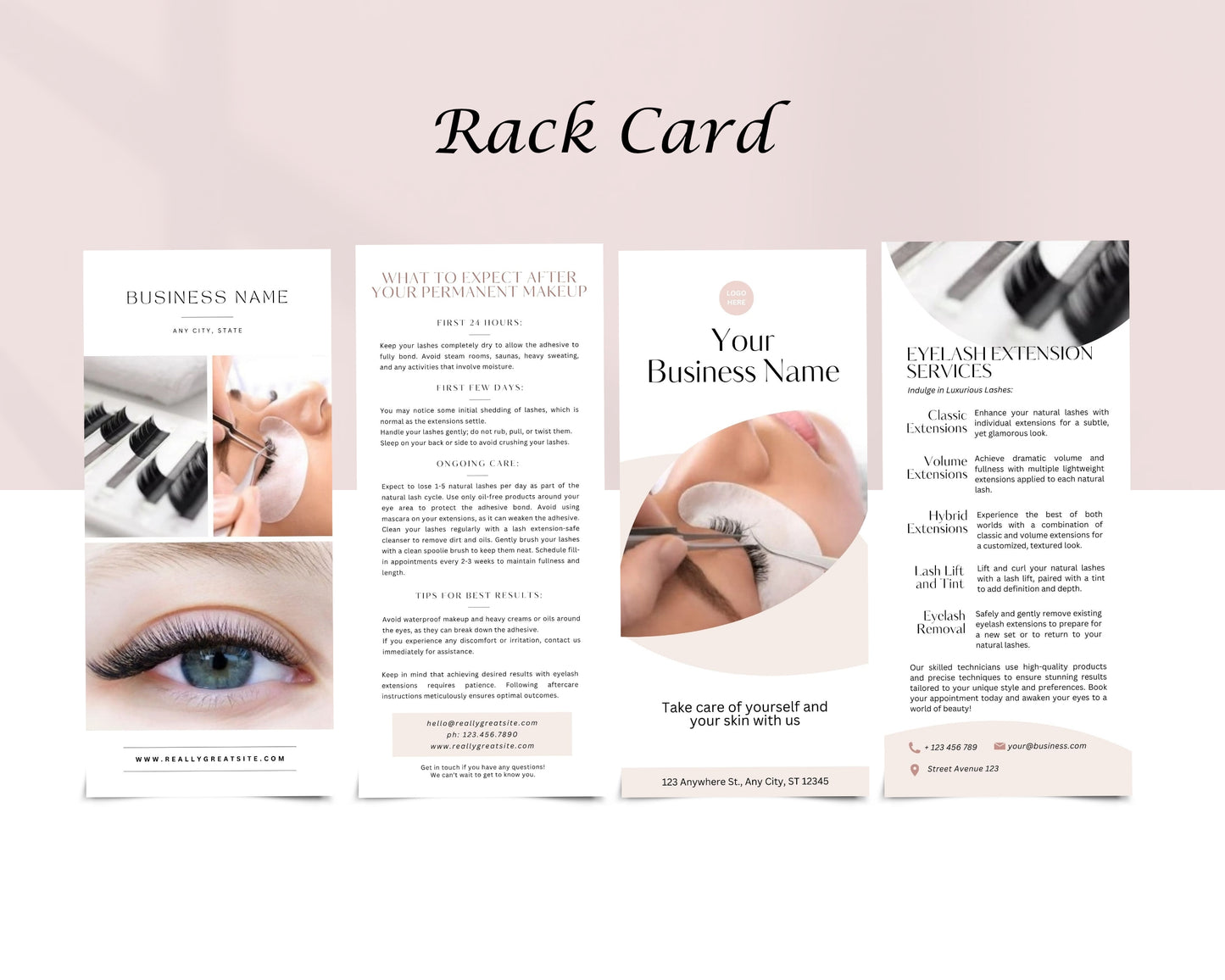 Eyelash Extensions Form, Consultation form, Client consent form, Loyalty Card, Business Card, Editable Canva templates, Aftercare Card