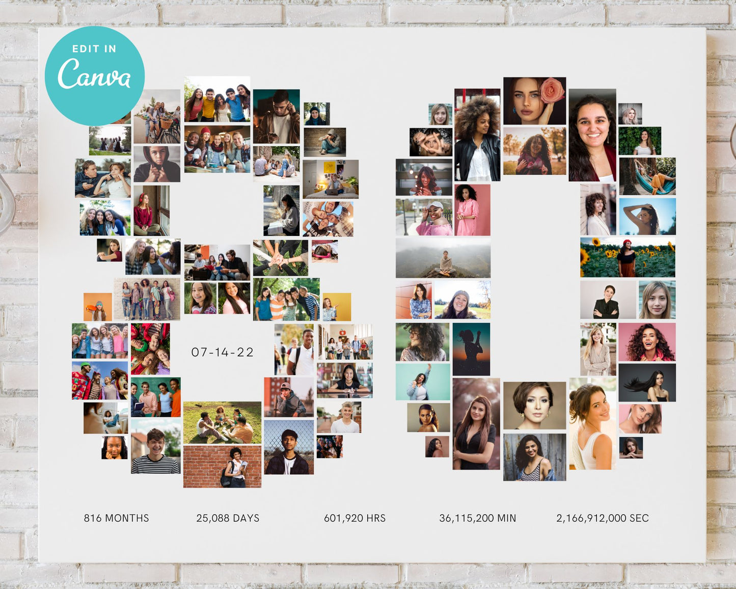 EDITABLE 80 Years Photo Collage, 82 Photos, Canva, DIGITAL