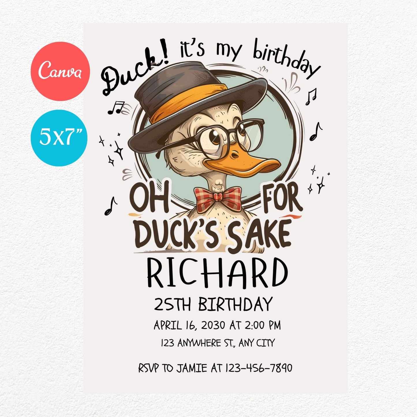 Oh For Duck's Sake Funny Birthday Party Invitation