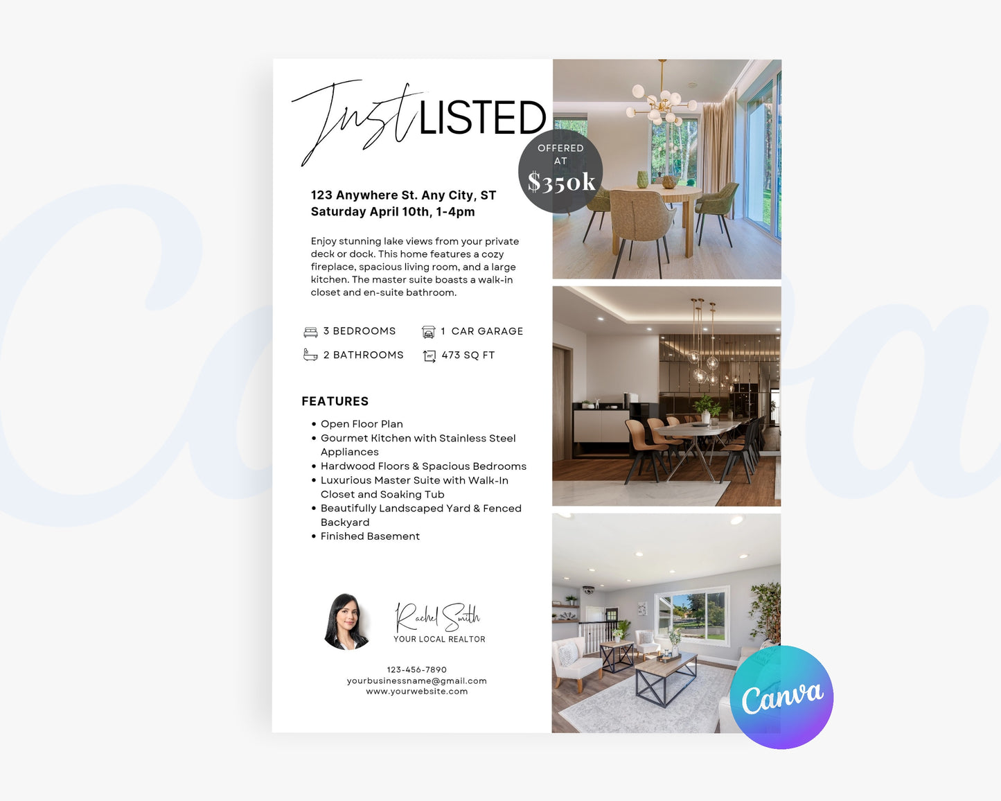 Real Estate Flyers, For Sale Flyer Marketing Flyer, Open Listing, Edit in Canva - REDF09