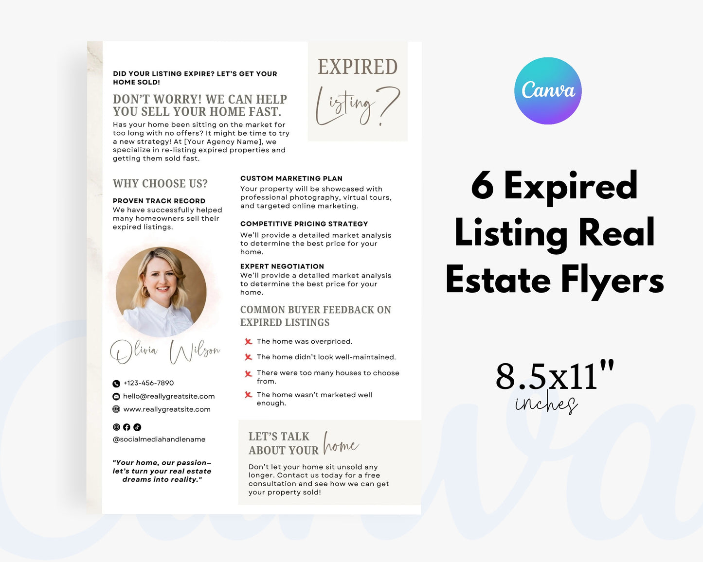 Expired Listing Real Estate Flyers, For Sale Flyer, Edit in Canva - REDF21