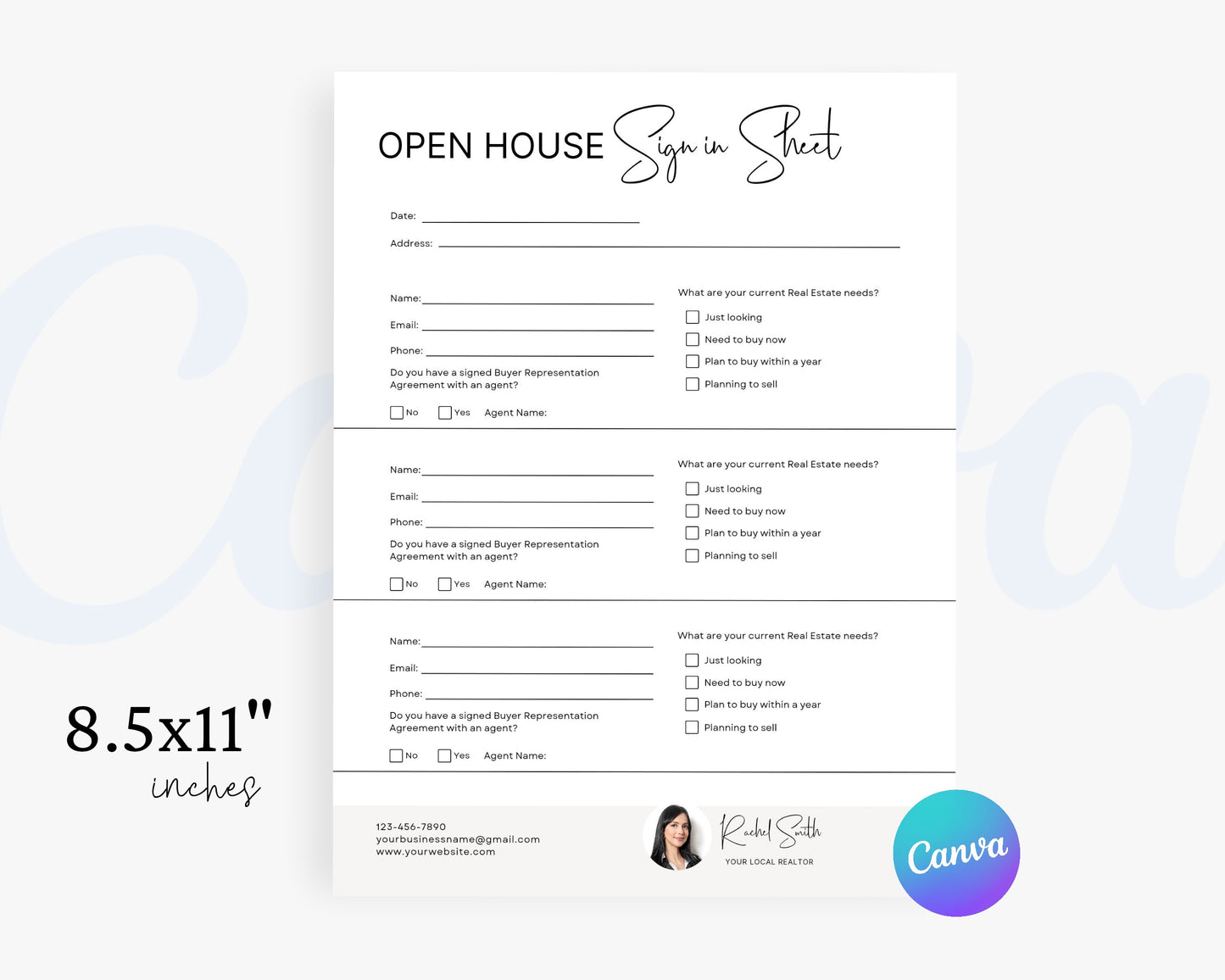 Open House Sign Sheet, Edit in Canva - REDF13