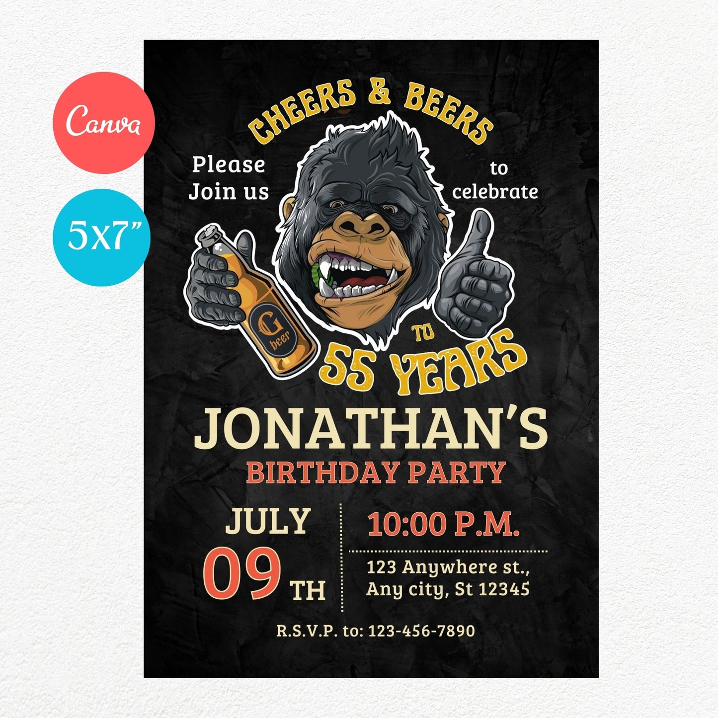 Cheers and Beers Funny Birthday Party Invitation