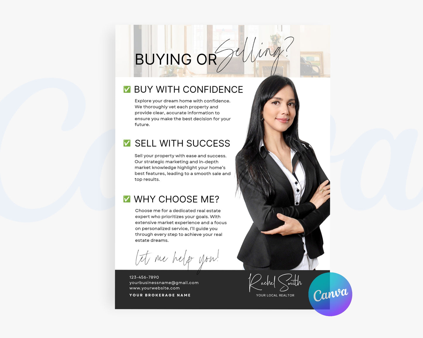 Real Estate Flyers, For Sale Flyer Marketing Flyer, Open Listing, Edit in Canva - REDF14