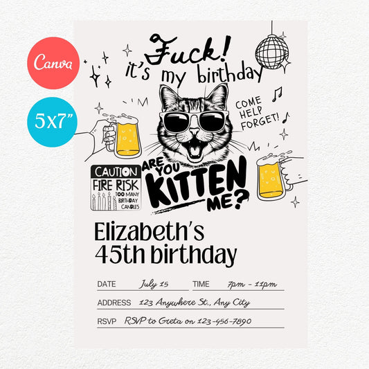 Are you kitten me? Birthday Party Invitation