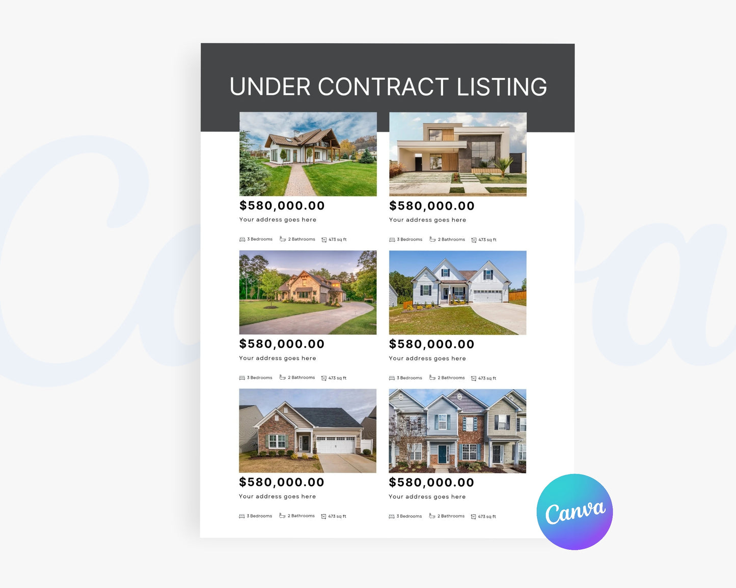 Real Estate Flyers, For Sale Flyer Marketing Flyer, Open Listing, Edit in Canva - REDF08