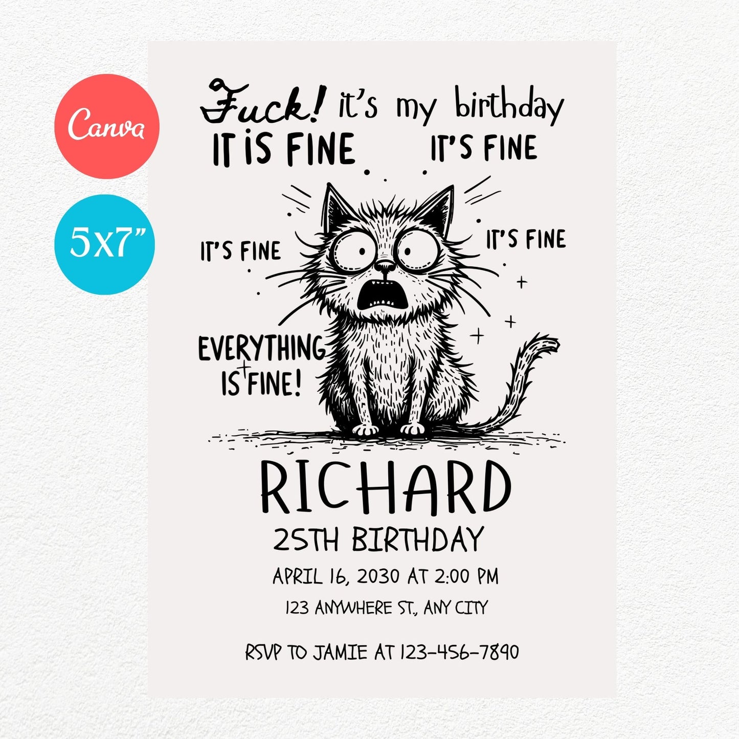 It's fine everything is fine Funny Birthday Party Invitation