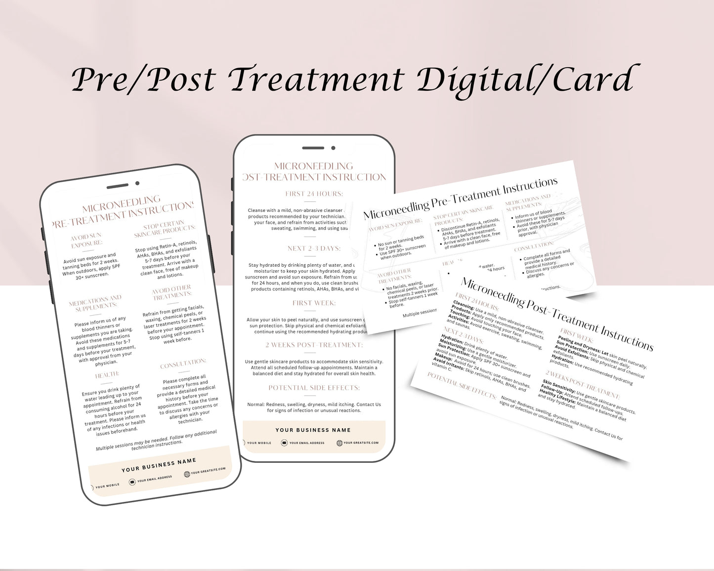 Microneedling Form, Consultation form, Client consent form, Loyalty Card, Business Card, Editable Canva templates, Aftercare Card