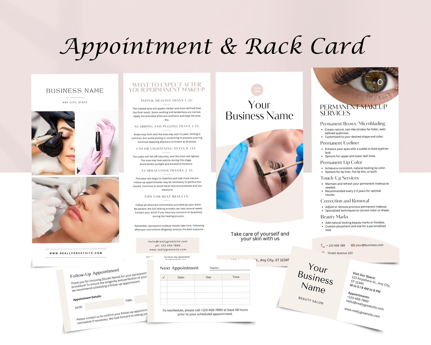 Permanent Makeup PMU Form, Consultation form, Client consent form, Loyalty Card, Business Card, Editable Canva templates, Aftercare Card