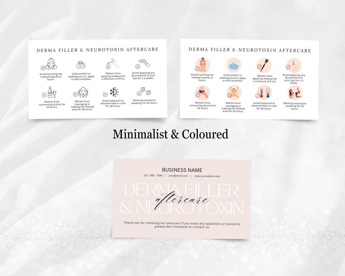 Derma Filler & Neurotoxin Care Card, Aftercare Card, Edit in Canva