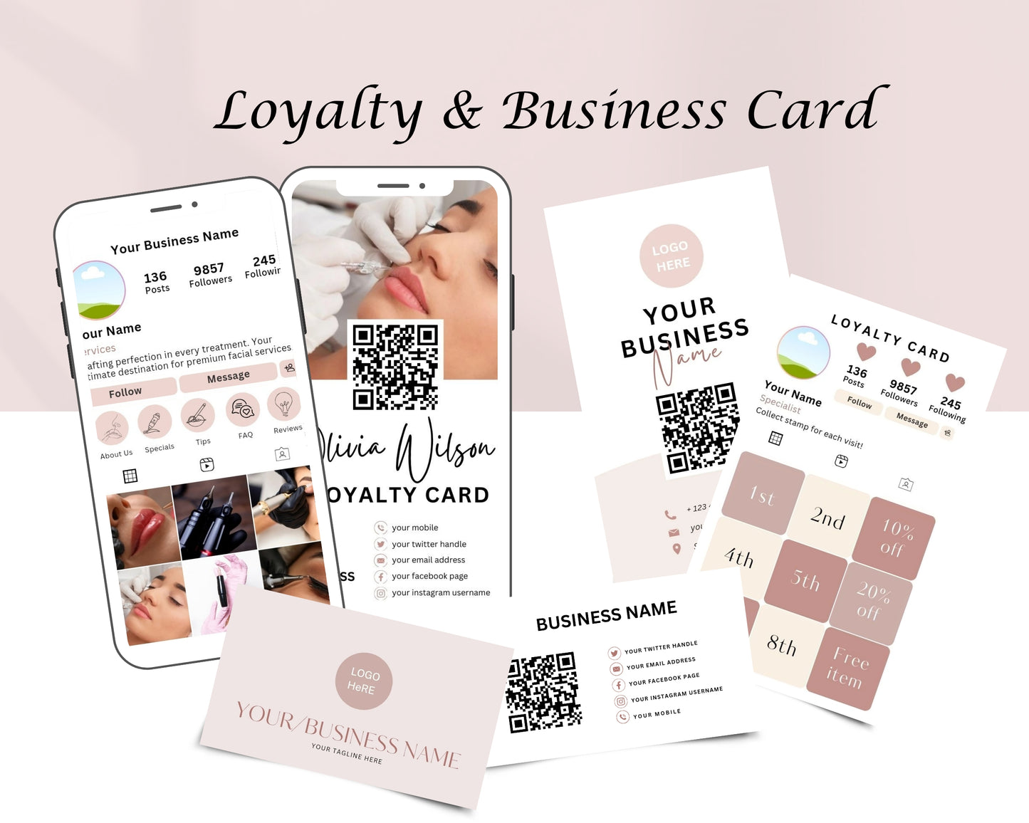 Permanent Makeup PMU Form, Consultation form, Client consent form, Loyalty Card, Business Card, Editable Canva templates, Aftercare Card