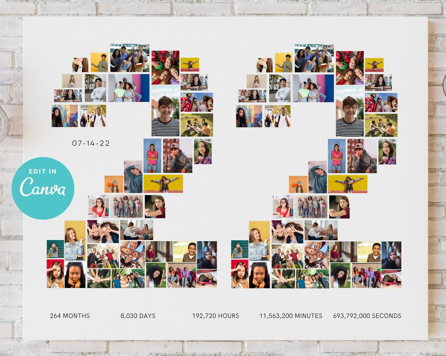 EDITABLE 22 Years Photo Collage, 80 Photos, Canva, DIGITAL