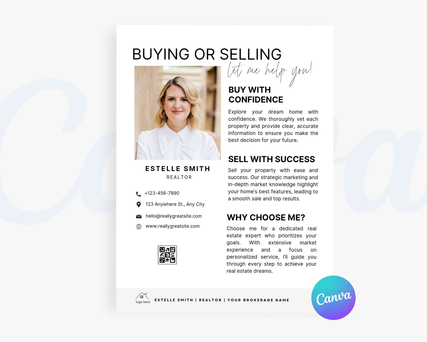 Real Estate Flyers, For Sale Flyer Marketing Flyer, Open Listing, Edit in Canva - REDF15