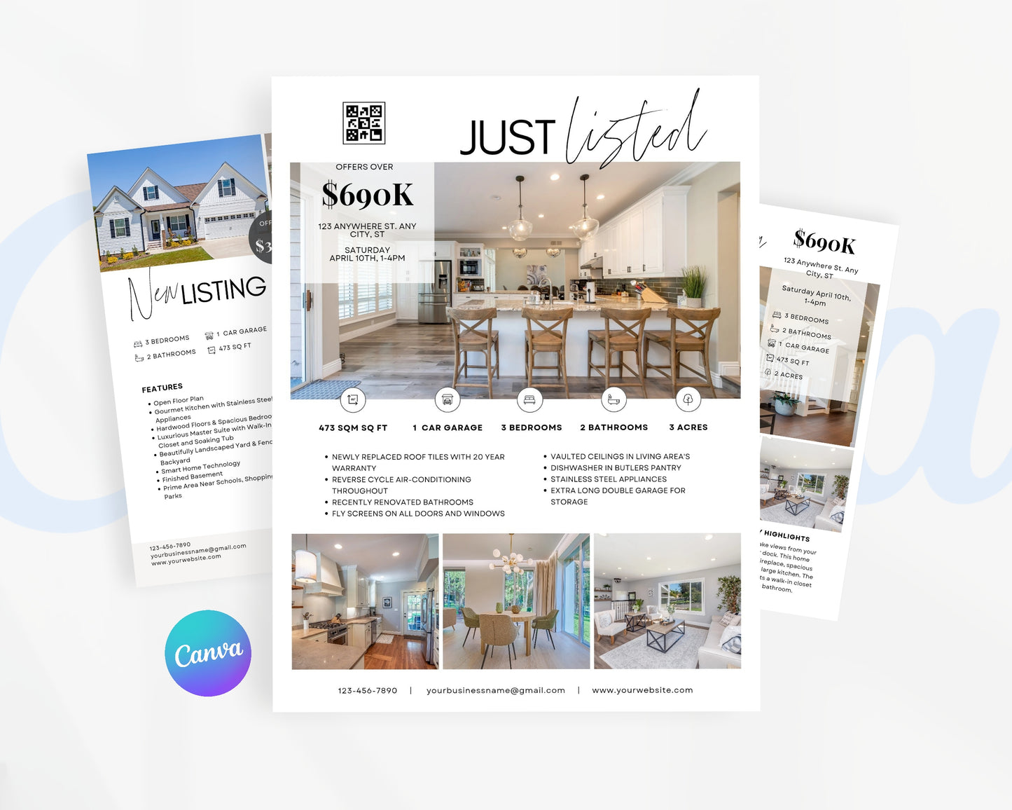 Real Estate Flyers, For Sale Flyer Marketing Flyer, Open Listing, Edit in Canva - REDF09