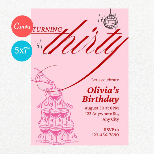 Turning Thirty Birthday Party Invitation