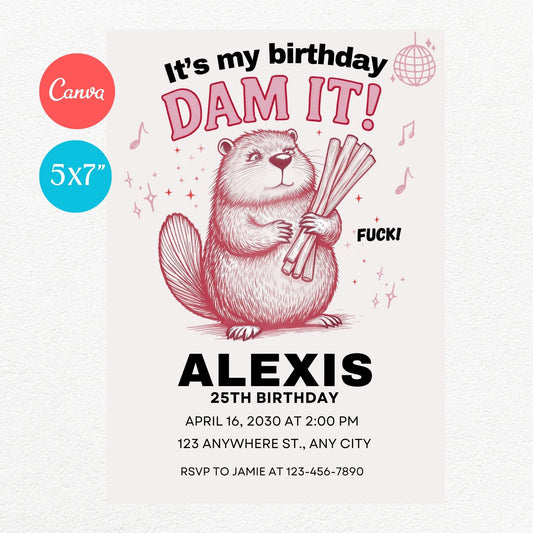 Dam it Funny Birthday Party Invitation