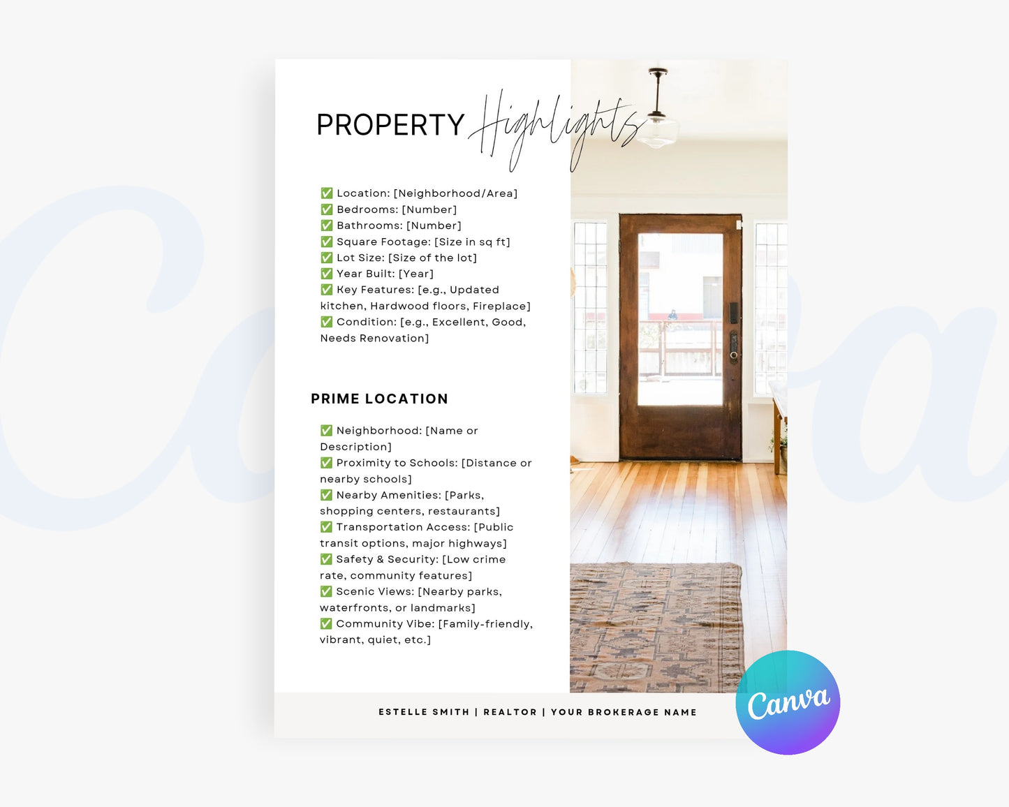 Real Estate Flyers, For Sale Flyer Marketing Flyer, Open Listing, Edit in Canva - REDF12