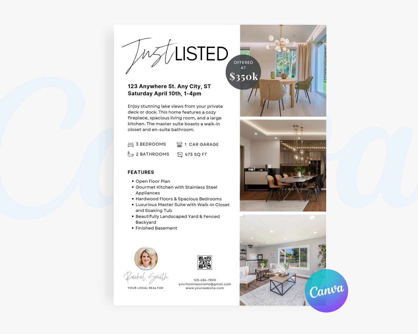 Real Estate Flyers, For Sale Flyer Marketing Flyer, Open Listing, Edit in Canva - REDF04