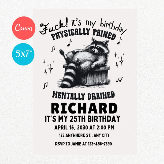 Pained and Drained Funny Birthday Party Invitation