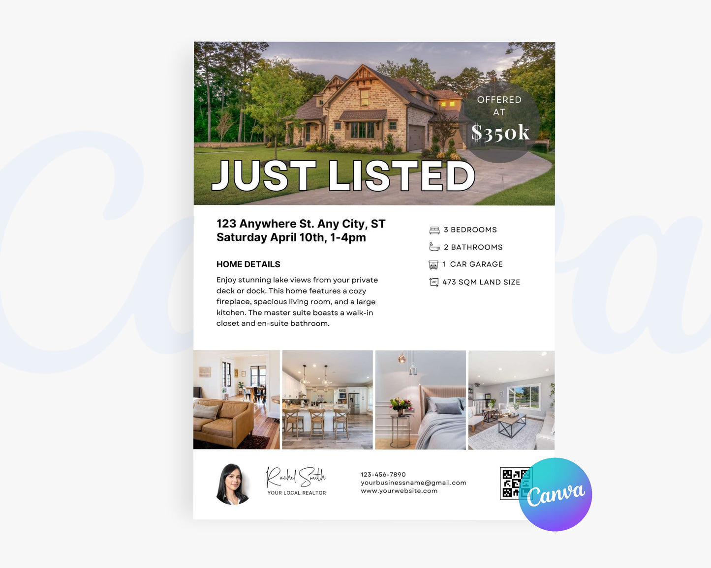 Real Estate Flyers, For Sale Flyer Marketing Flyer, Open Listing, Edit in Canva - REDF05