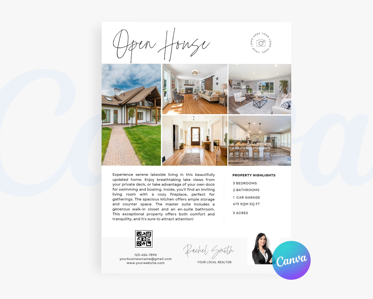 Real Estate Flyers, For Sale Flyer Marketing Flyer, Open Listing, Edit in Canva - REDF03