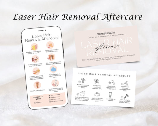 Laser Hair Removal Care Card, Aftercare Card, Edit in Canva