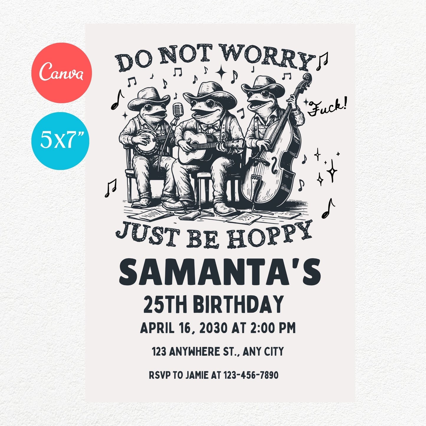 Do not worry just be hoppy Funny Birthday Party Invitation