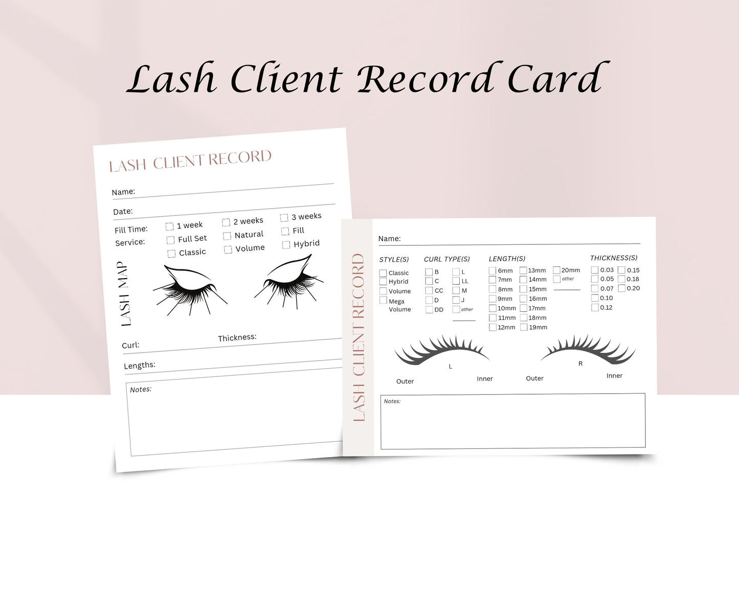 Eyelash Extensions Form, Consultation form, Client consent form, Loyalty Card, Business Card, Editable Canva templates, Aftercare Card