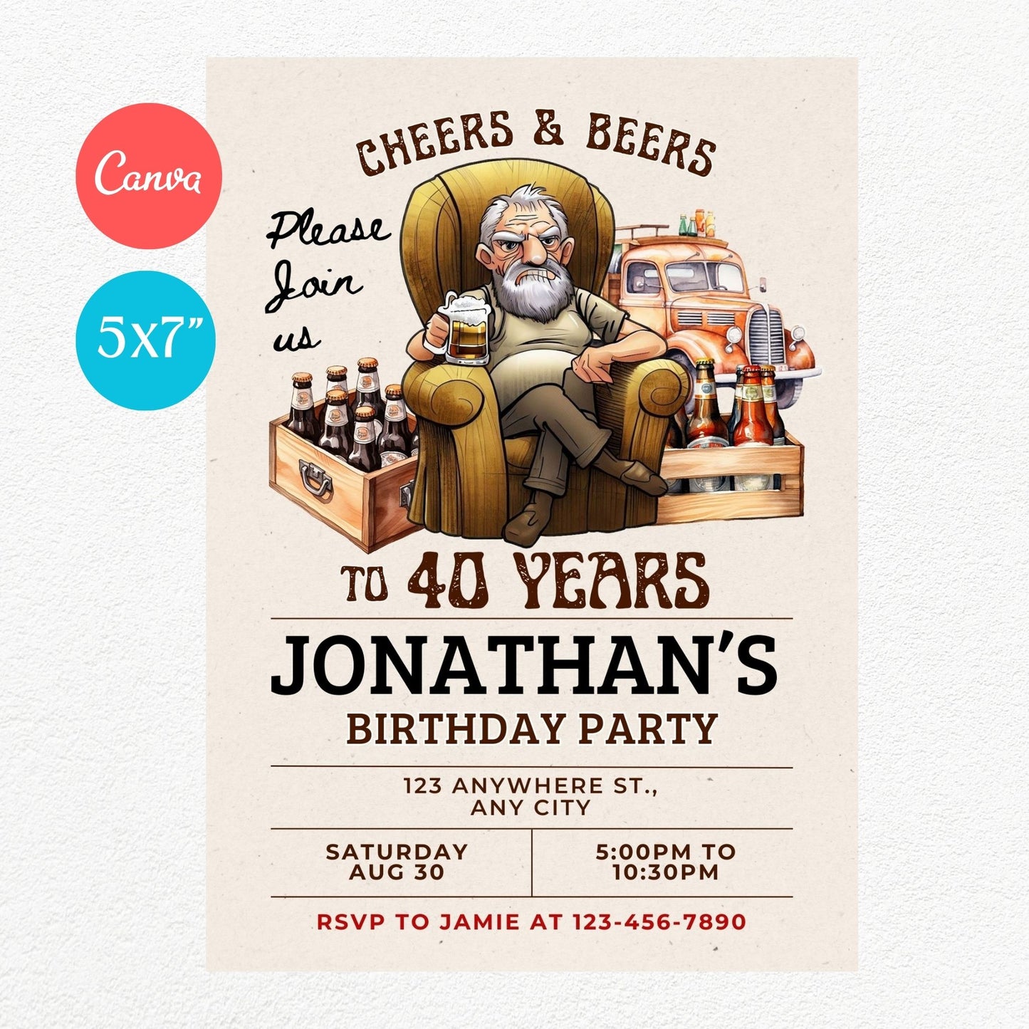 Cheers & Beers Birthday Party Invitation