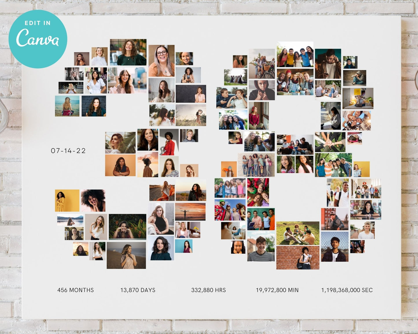 EDITABLE 38 Years Photo Collage, 82 Photos, Canva, DIGITAL