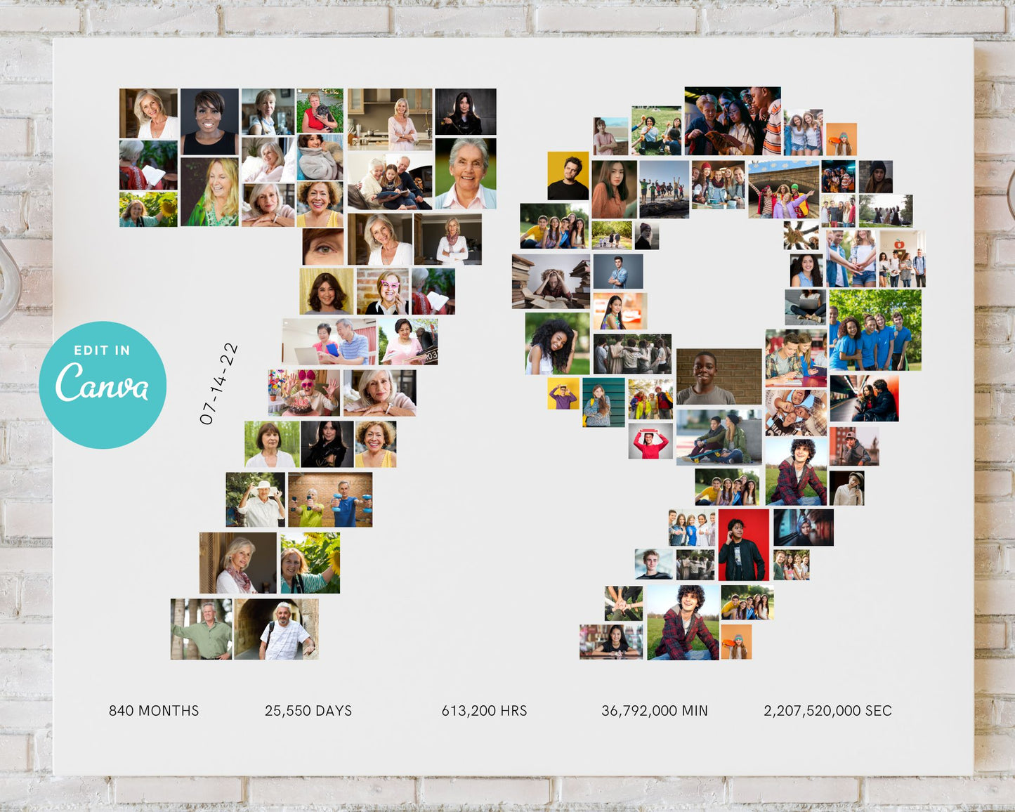 EDITABLE 79 Years Photo Collage, 86 Photos, Canva, DIGITAL