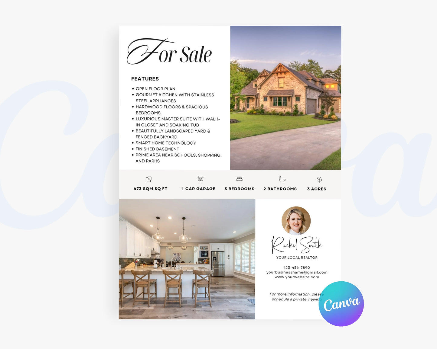 Real Estate Flyers, For Sale Flyer Marketing Flyer, Open Listing, Edit in Canva - REDF06