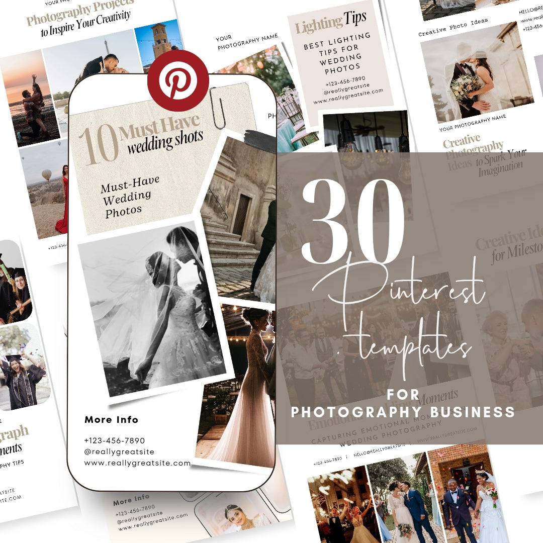 30 Photography Pinterest Templates, Pinterest Post, Edit in Canva