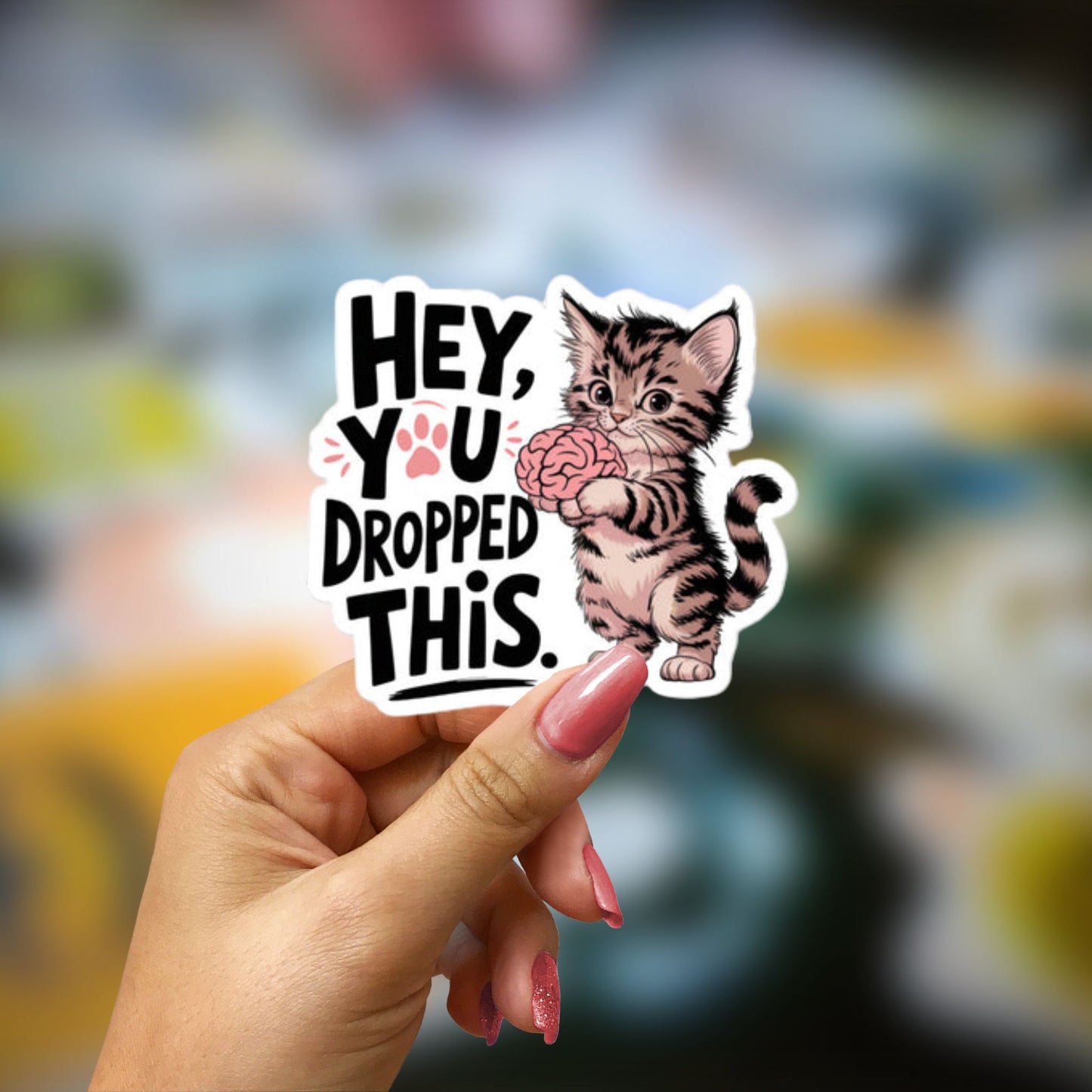 Hey you dropped this Funny Cat Bubble-free stickers