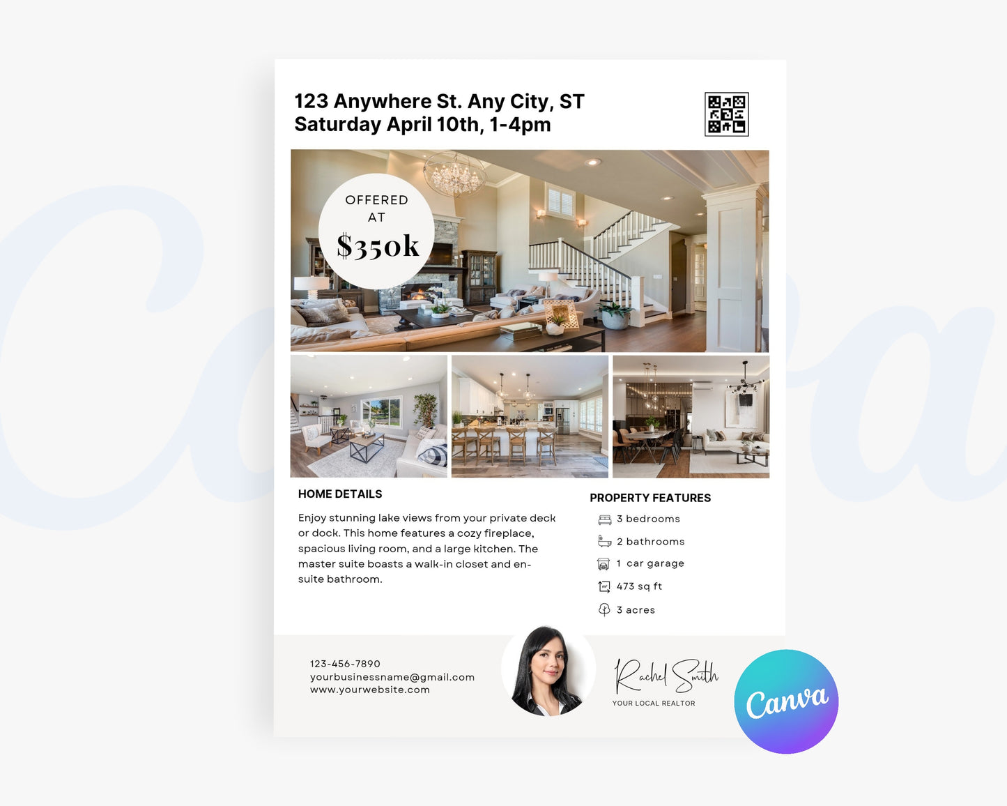 Real Estate Flyers, For Sale Flyer Marketing Flyer, Open Listing, Edit in Canva - REDF12