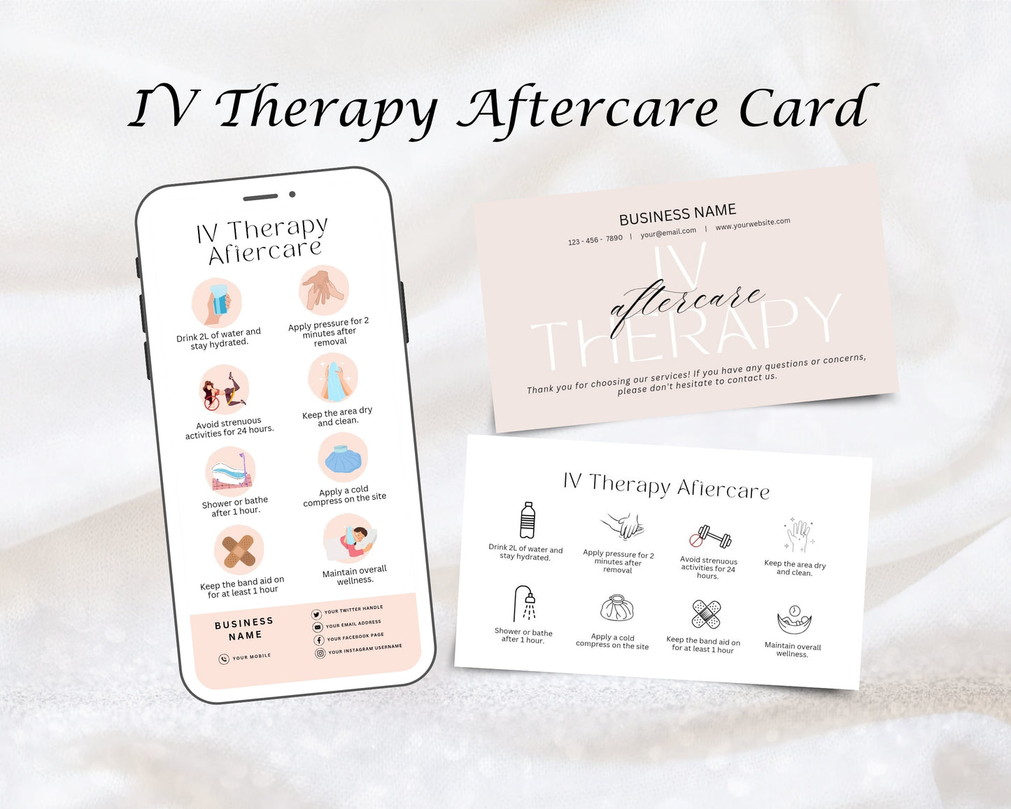 IV Therapy Care Card, Aftercare Card, Edit in Canva