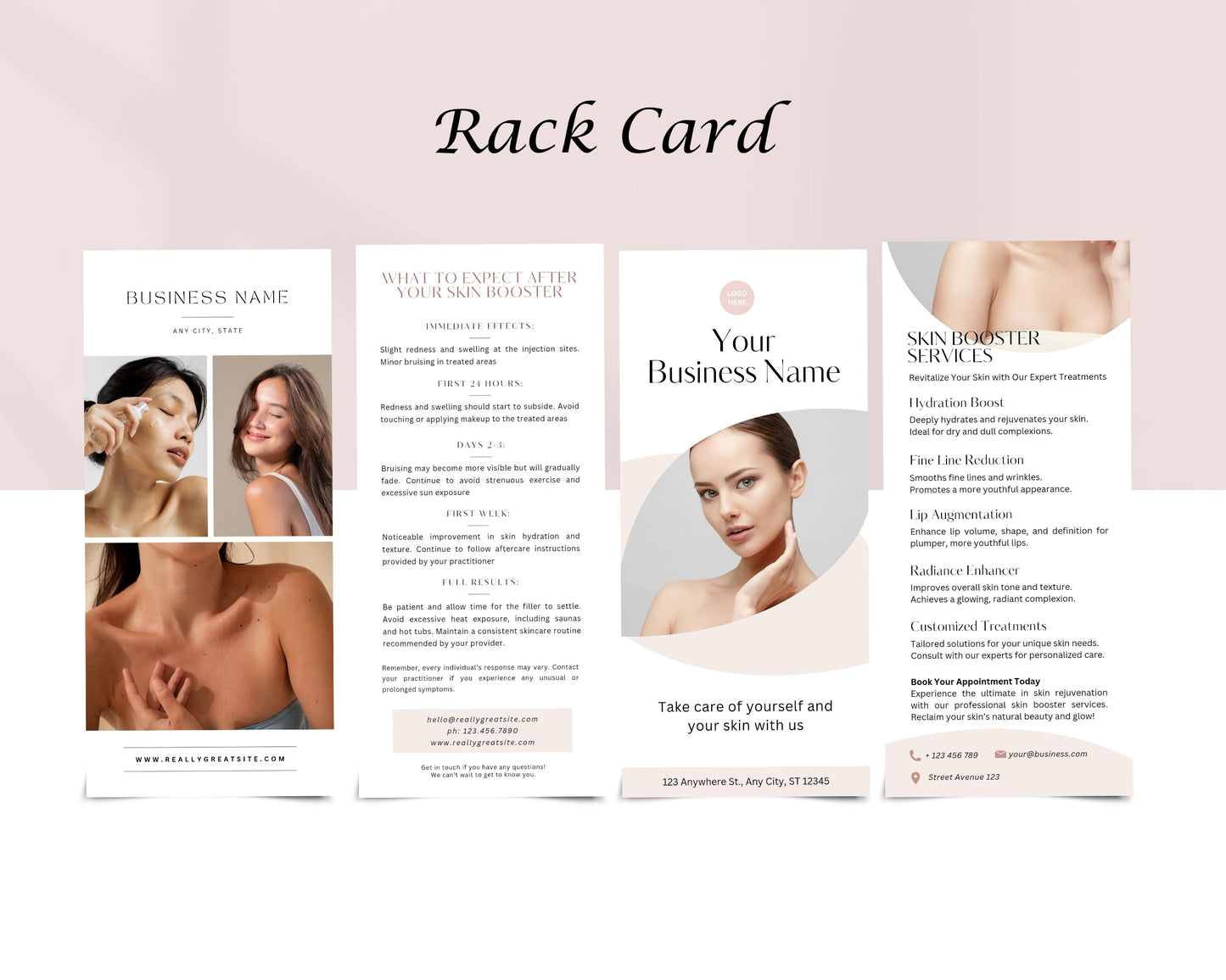 Skin Booster Form, Consultation form, Client consent form, Loyalty Card, Business Card, Editable Canva templates, Aftercare Card