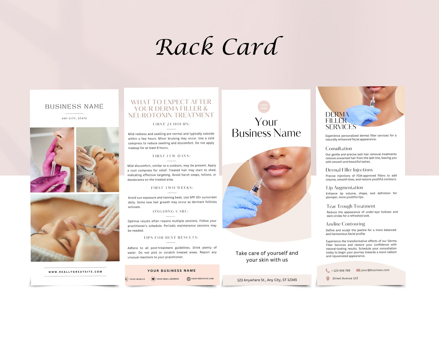 Derma Filler Form, Consultation form, Client consent form, Loyalty Card, Business Card, Editable Canva templates, Aftercare Card