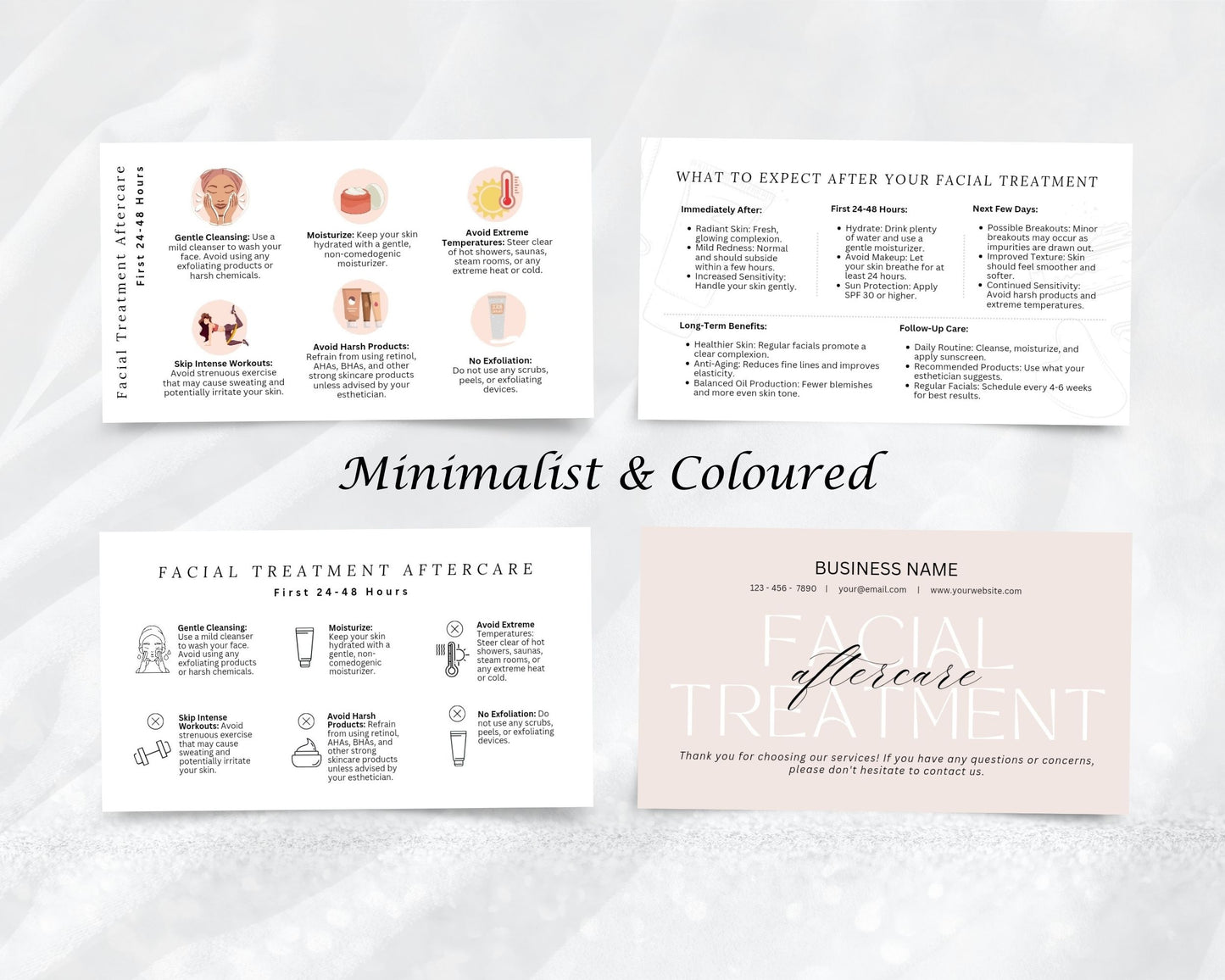 Facial Treatment Care Card, Aftercare Card, Edit in Canva