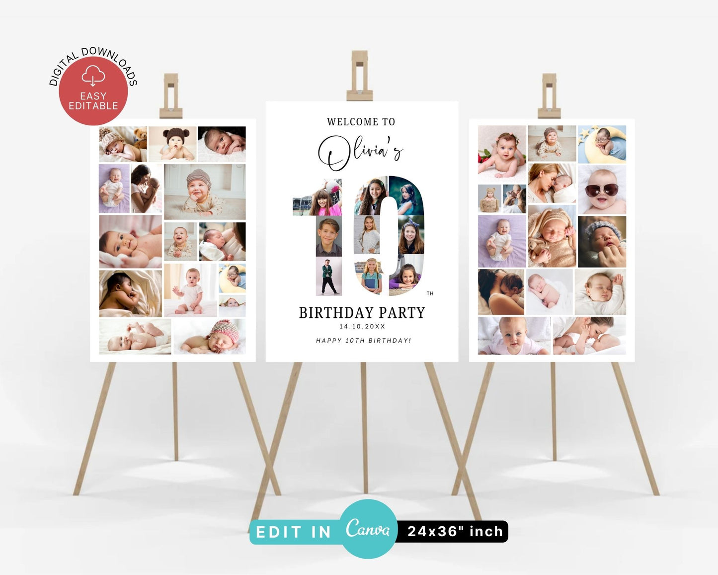 EDITABLE 10 Photo Collage, Welcome Sign, Canva, DIGITAL