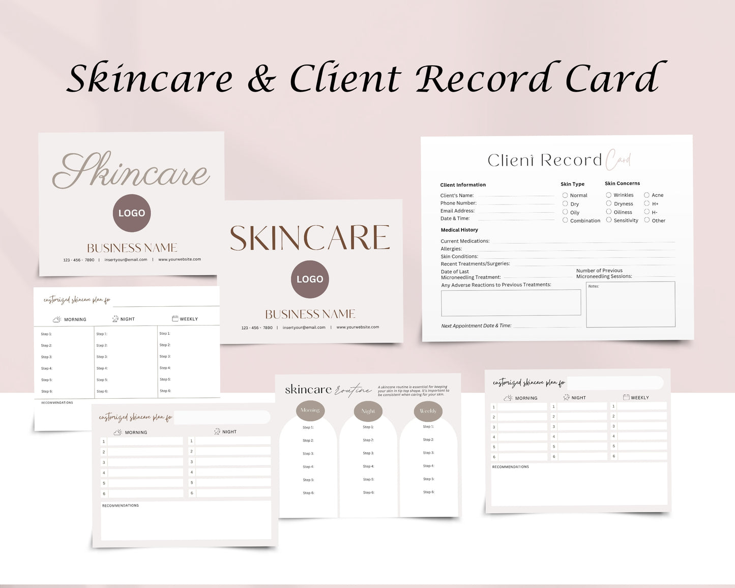 Microneedling Form, Consultation form, Client consent form, Loyalty Card, Business Card, Editable Canva templates, Aftercare Card