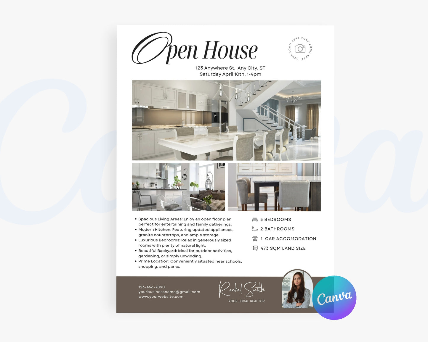 Real Estate Flyers, For Sale Flyer Marketing Flyer, Open Listing, Edit in Canva - REDF01