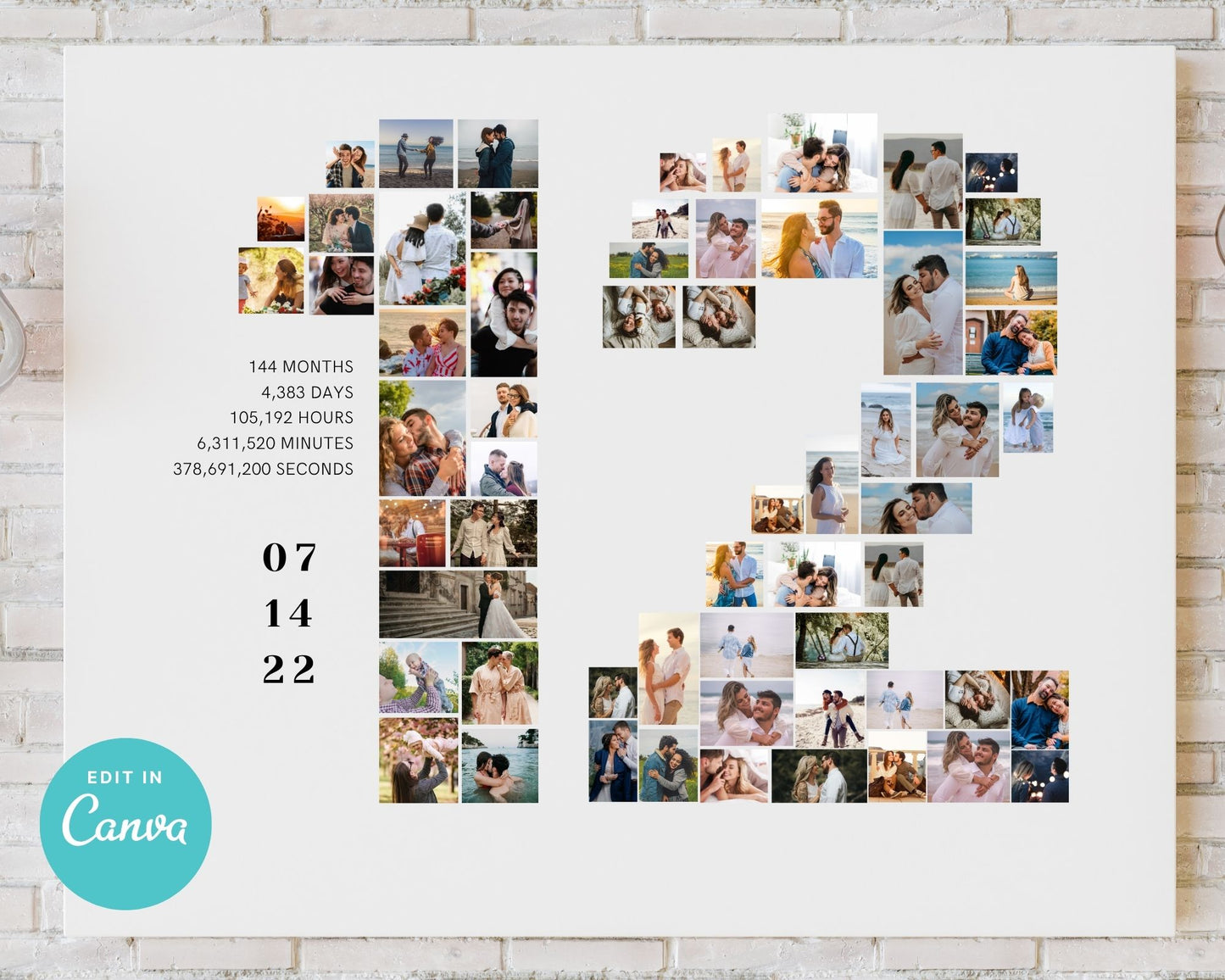 EDITABLE 12 Years Photo Collage, 61 Photos, Canva, DIGITAL