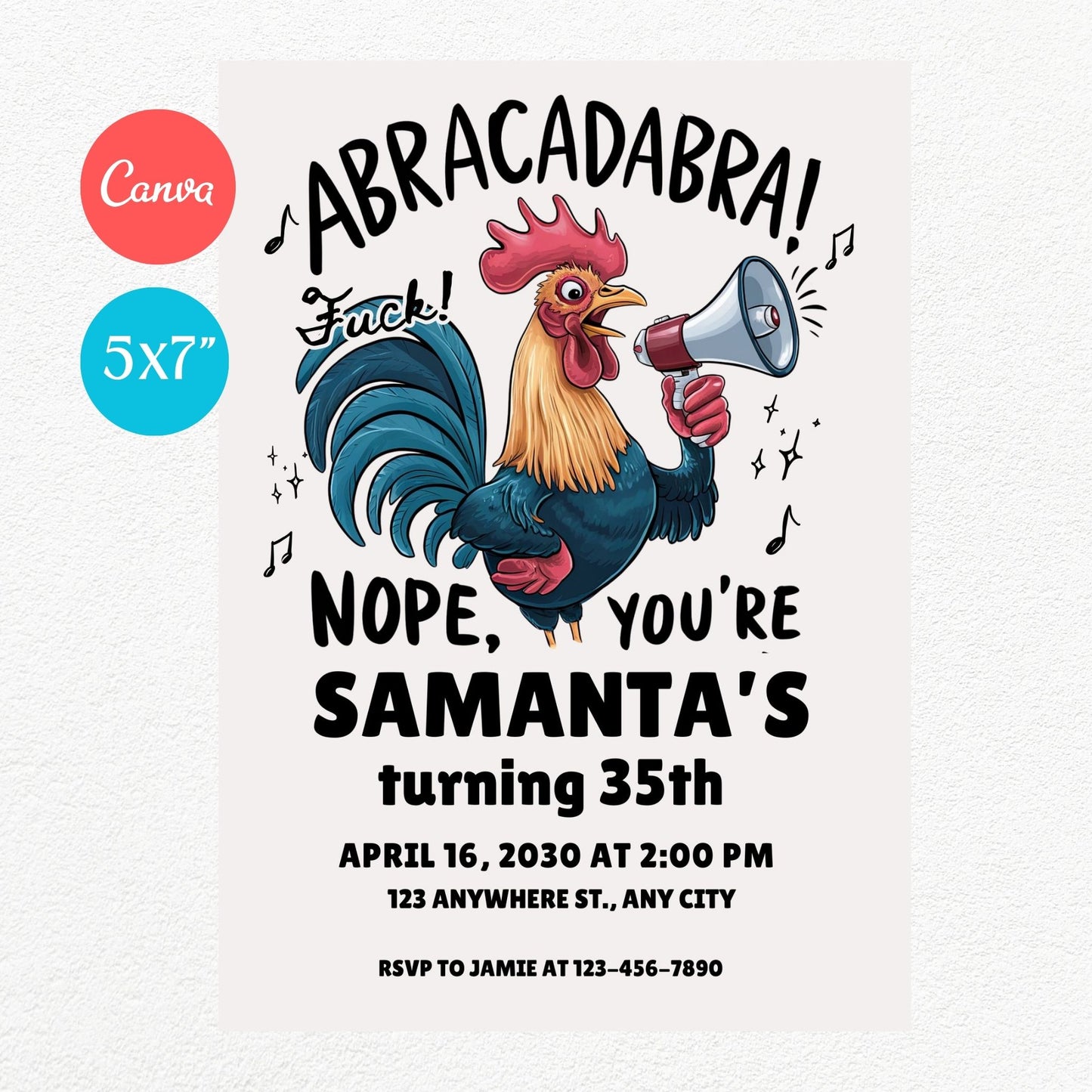 ABRACADABRA Funny Birthday Party Invitation