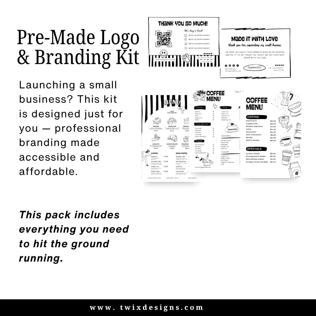 Branding Kit toonbite Editable Canva Templates Business Cards Marketing Posts Sweet 2d Cafe Cartoon Bakery Theme